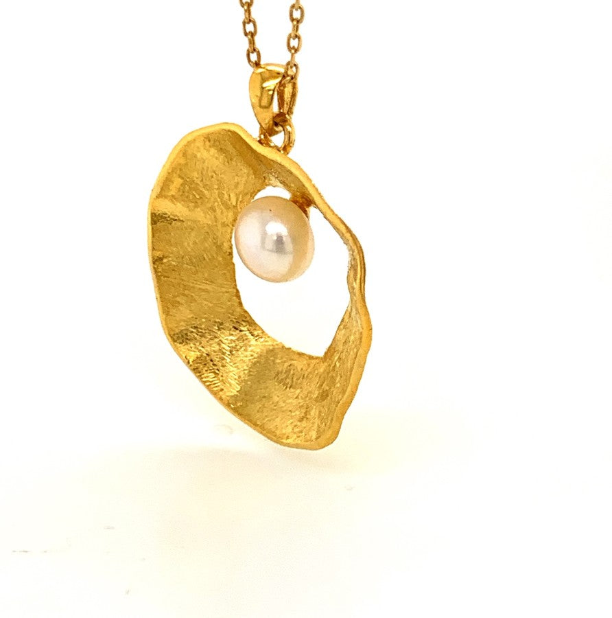Sea & Moon Medium Necklace, Sterling Silver with Gold Plate