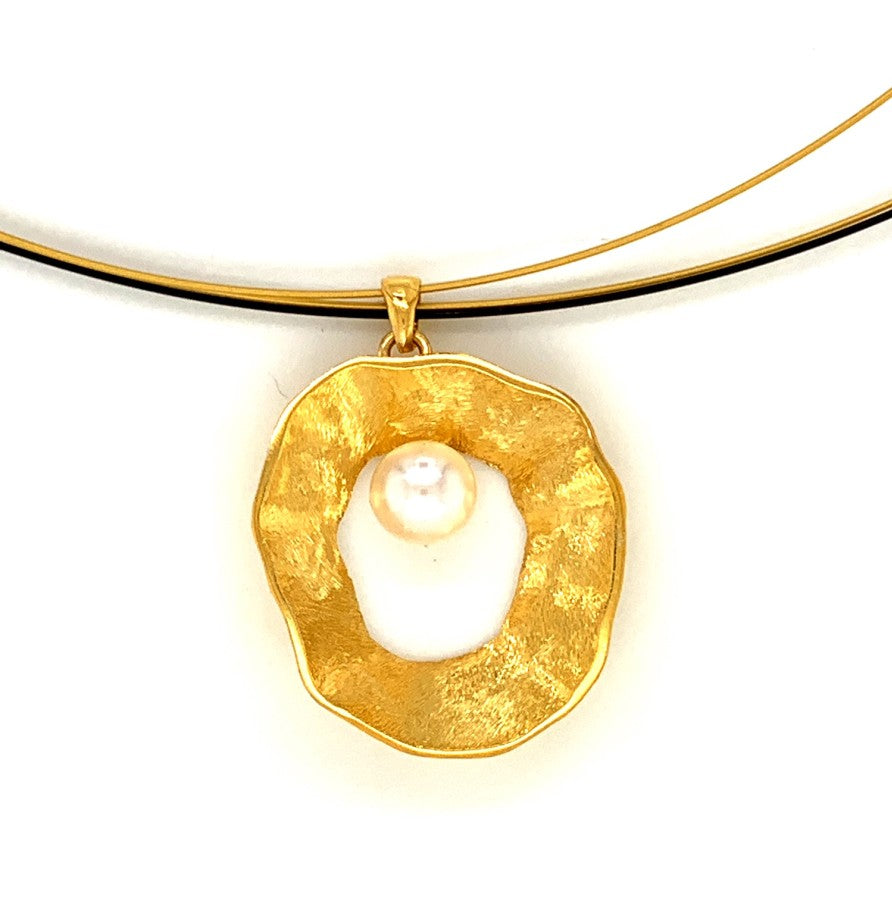 Sea & Moon Medium Necklace, Sterling Silver with Gold Plate