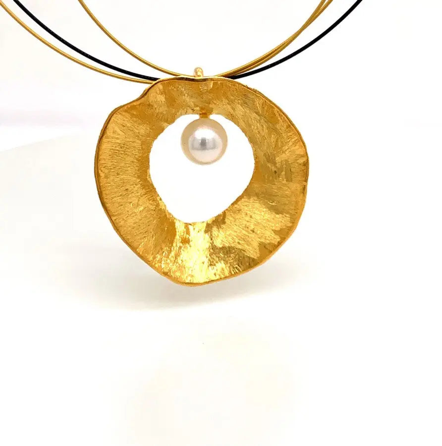 Sea & Moon Large Necklace, Sterling Silver with Gold Plate Sterling Silver with Gold Plate