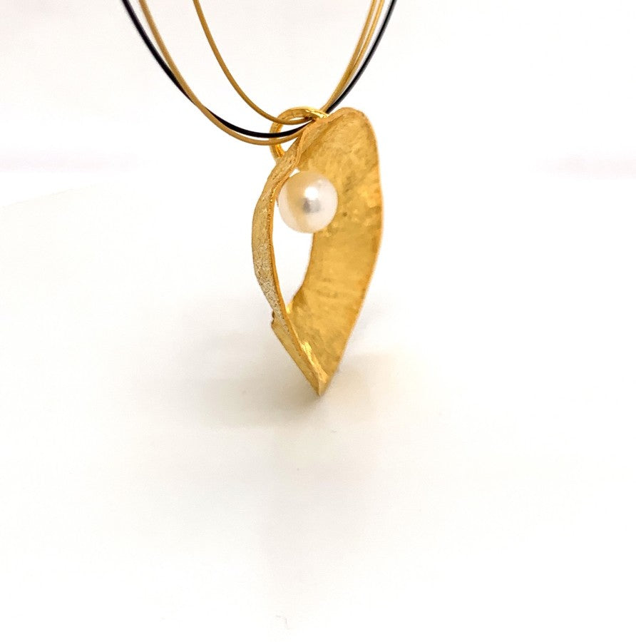 Sea & Moon Large Necklace, Sterling Silver with Gold Plate
