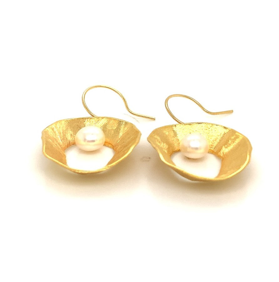 Sea & Moon Medium Earring, Sterling Silver with Gold Plate