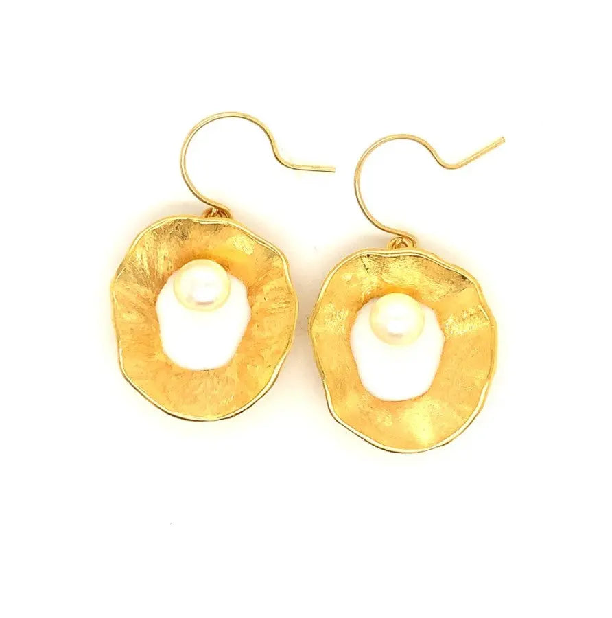Sea & Moon Medium Earring, Sterling Silver with Gold Plate Sterling Silver with Gold Plate