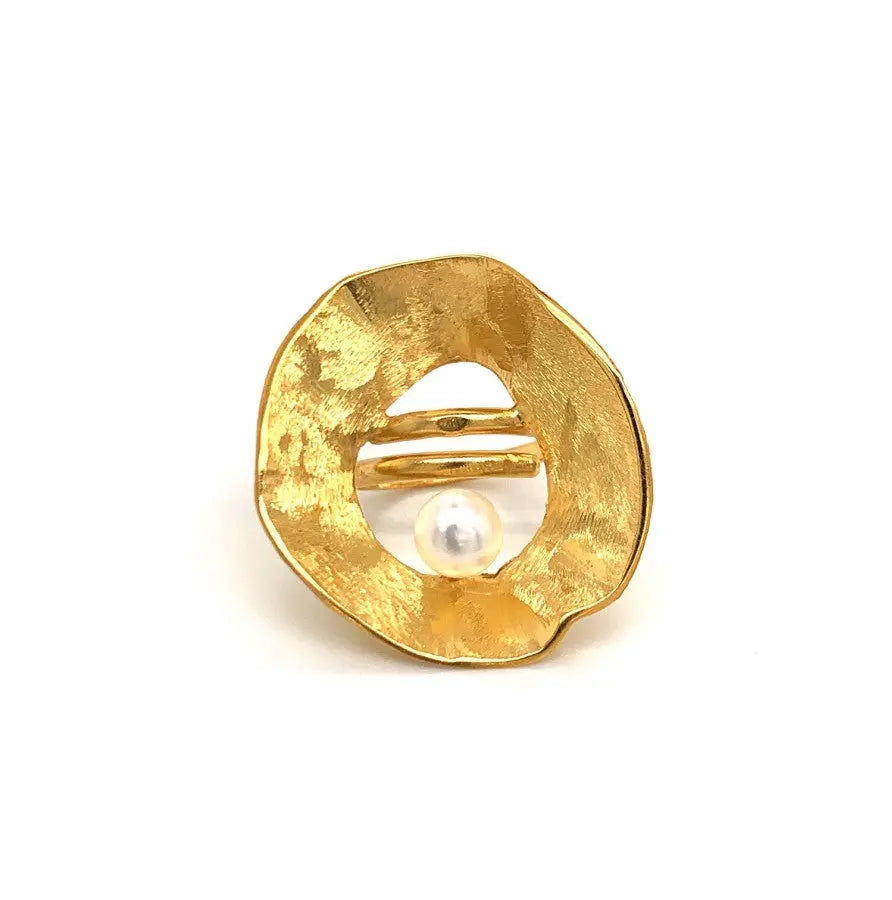 Sea & Moon Medium Ring, Sterling Silver with Gold Plate Sterling Silver with Gold Plate