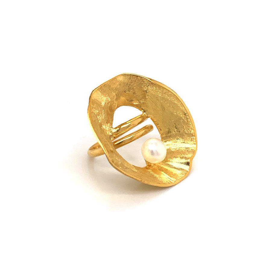 Sea & Moon Medium Ring, Sterling Silver with Gold Plate