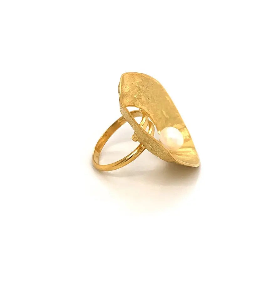 Sea & Moon Medium Ring, Sterling Silver with Gold Plate Sterling Silver with Gold Plate