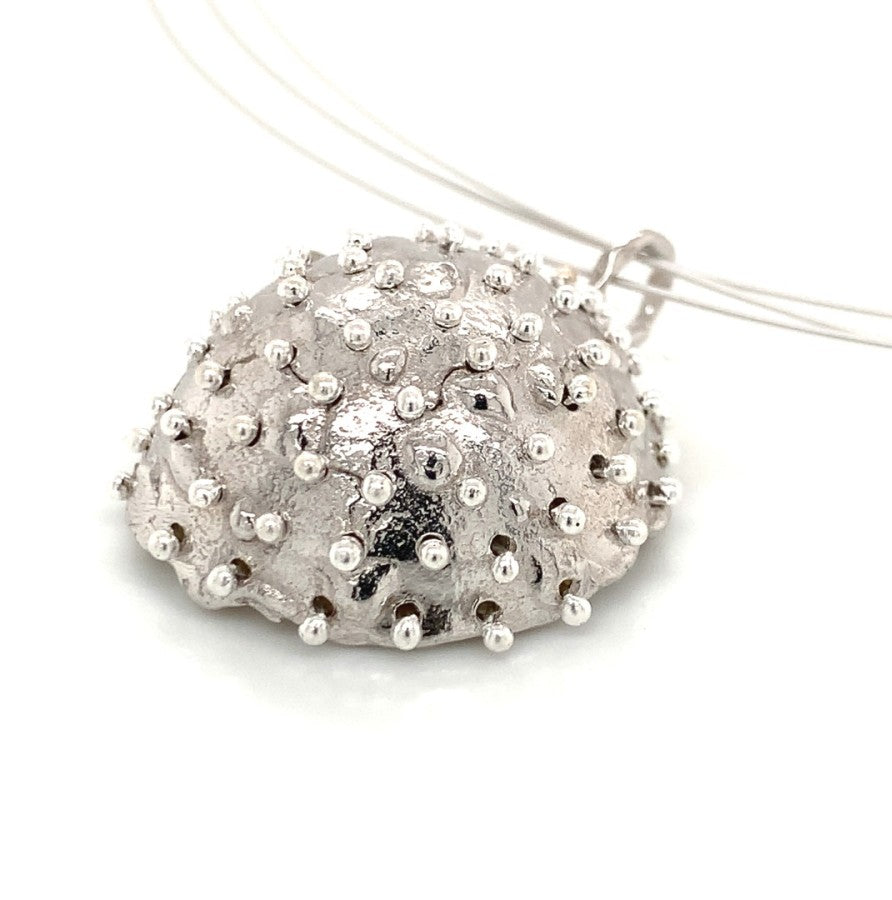 Dance of Stamens Necklace Large, Mobile Silver Pendant Hollow Bezel with Lapis Lazuli