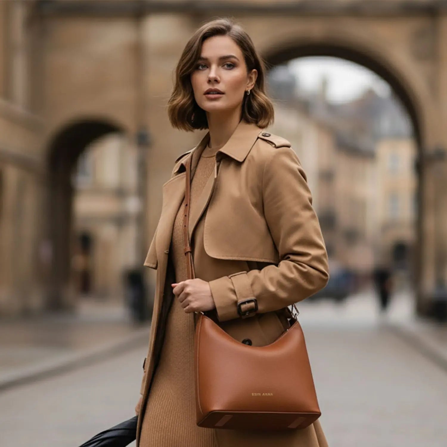 Midi Chelsea Crossbody, Top Handle, Bracelet Bag Nutshell