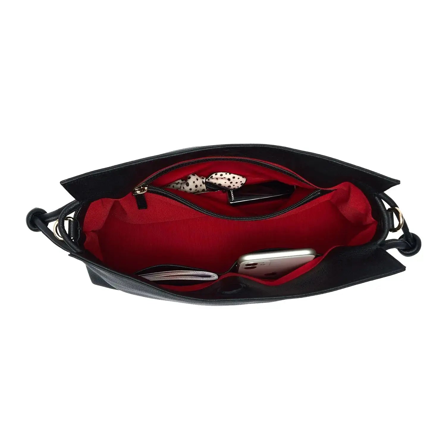 Midi Emma Crossbody, Clutch, Top Handle Bag Black, Soft Small Grain Calf Leather