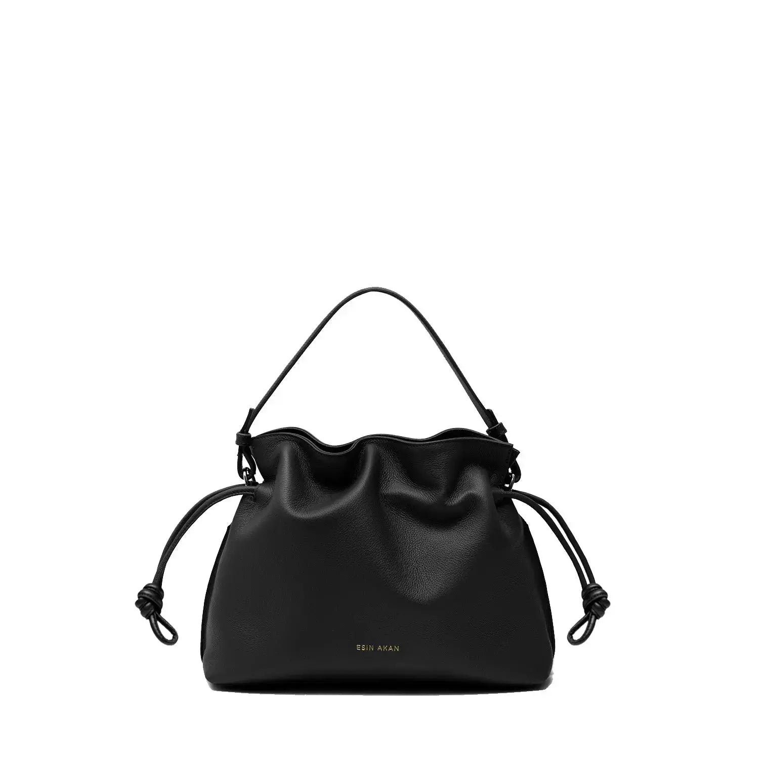 Midi Emma Crossbody, Clutch, Top Handle Bag Black, Soft Small Grain Calf Leather