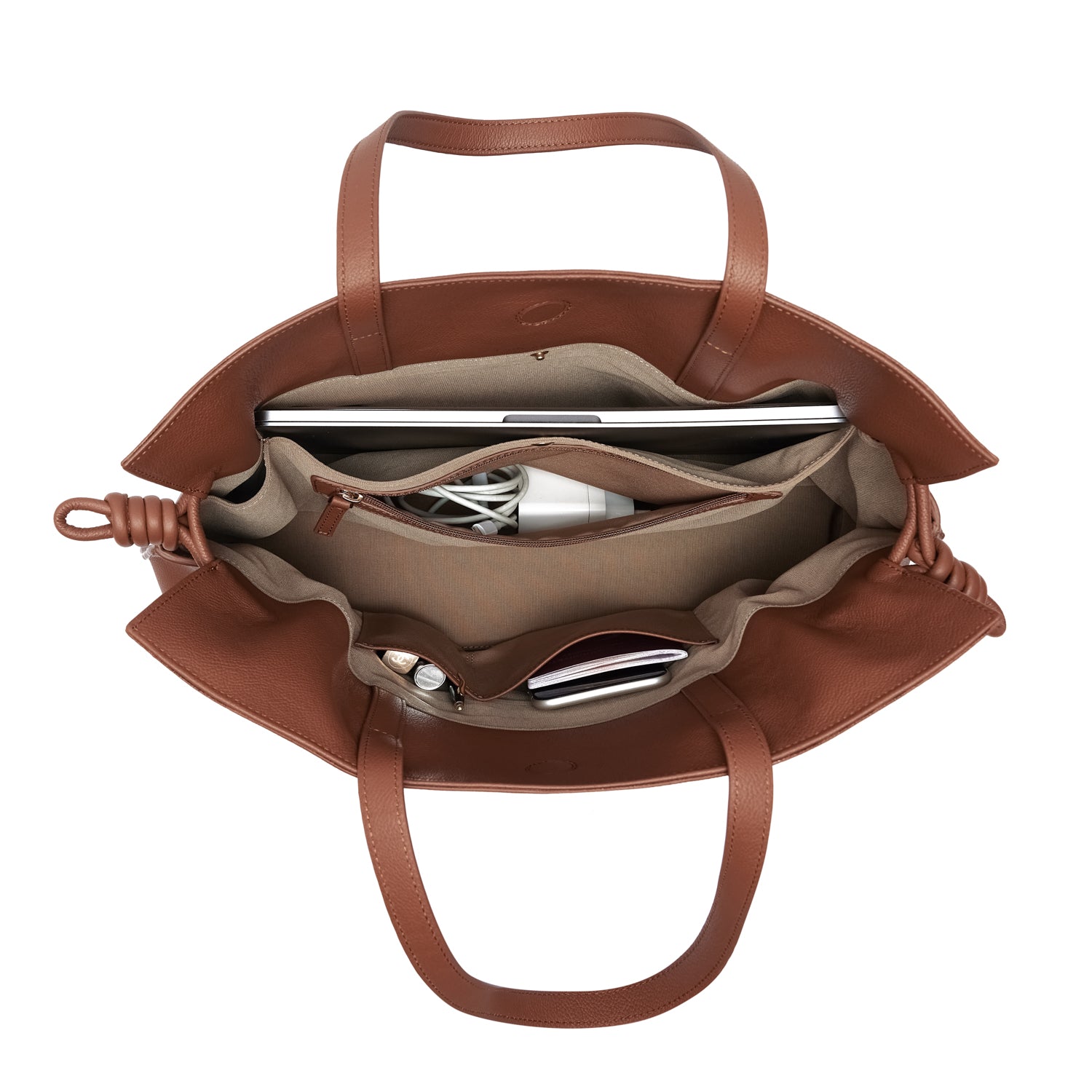 Emma Large Leather Tote Bag, Nutshell Tan