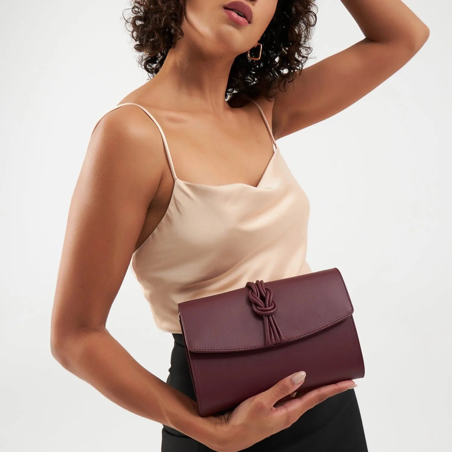 Midi Marylebone, Burgundy Clutch Bag Burgundy