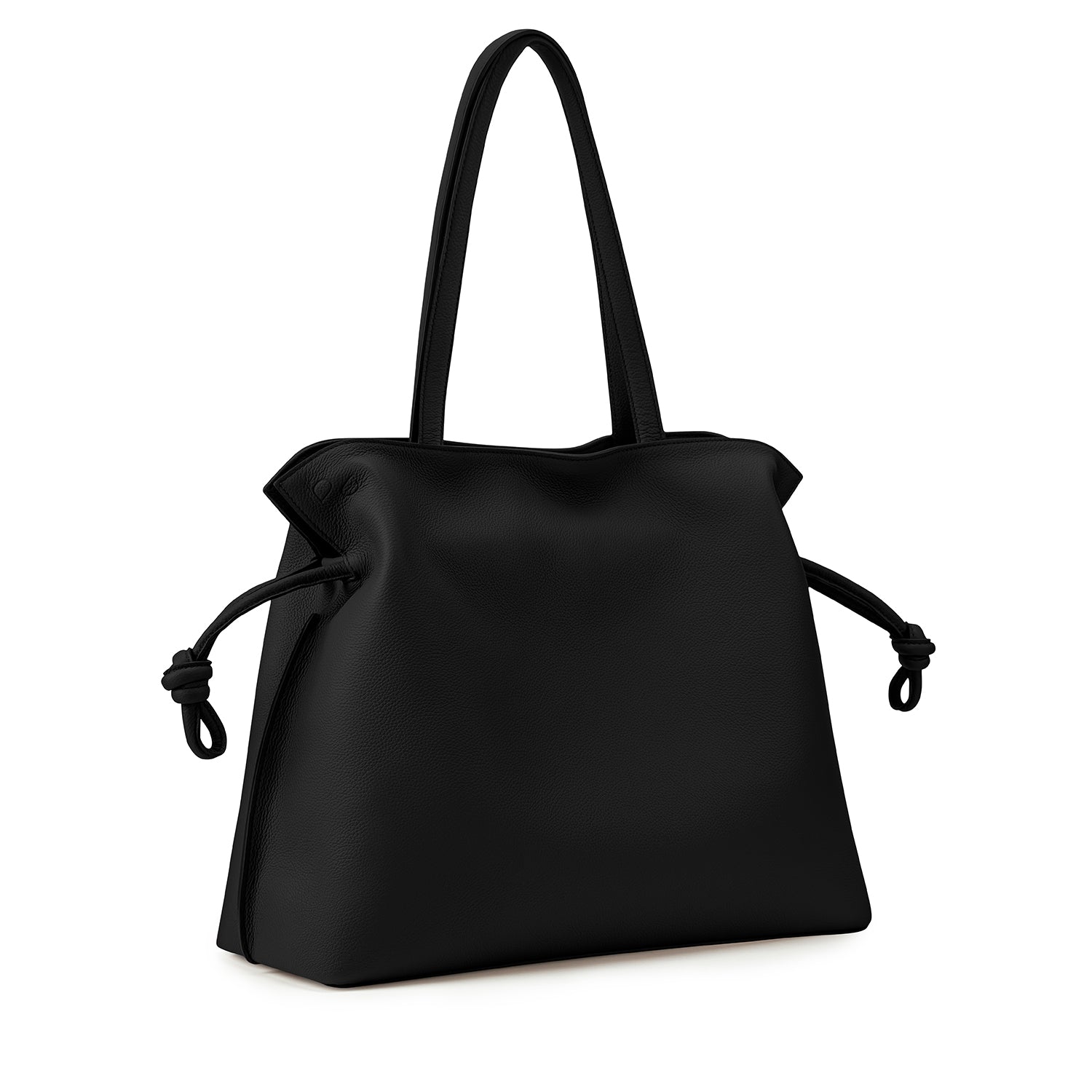 Large Emma Laptop Tote Black, Soft Small Grain Calf Leather