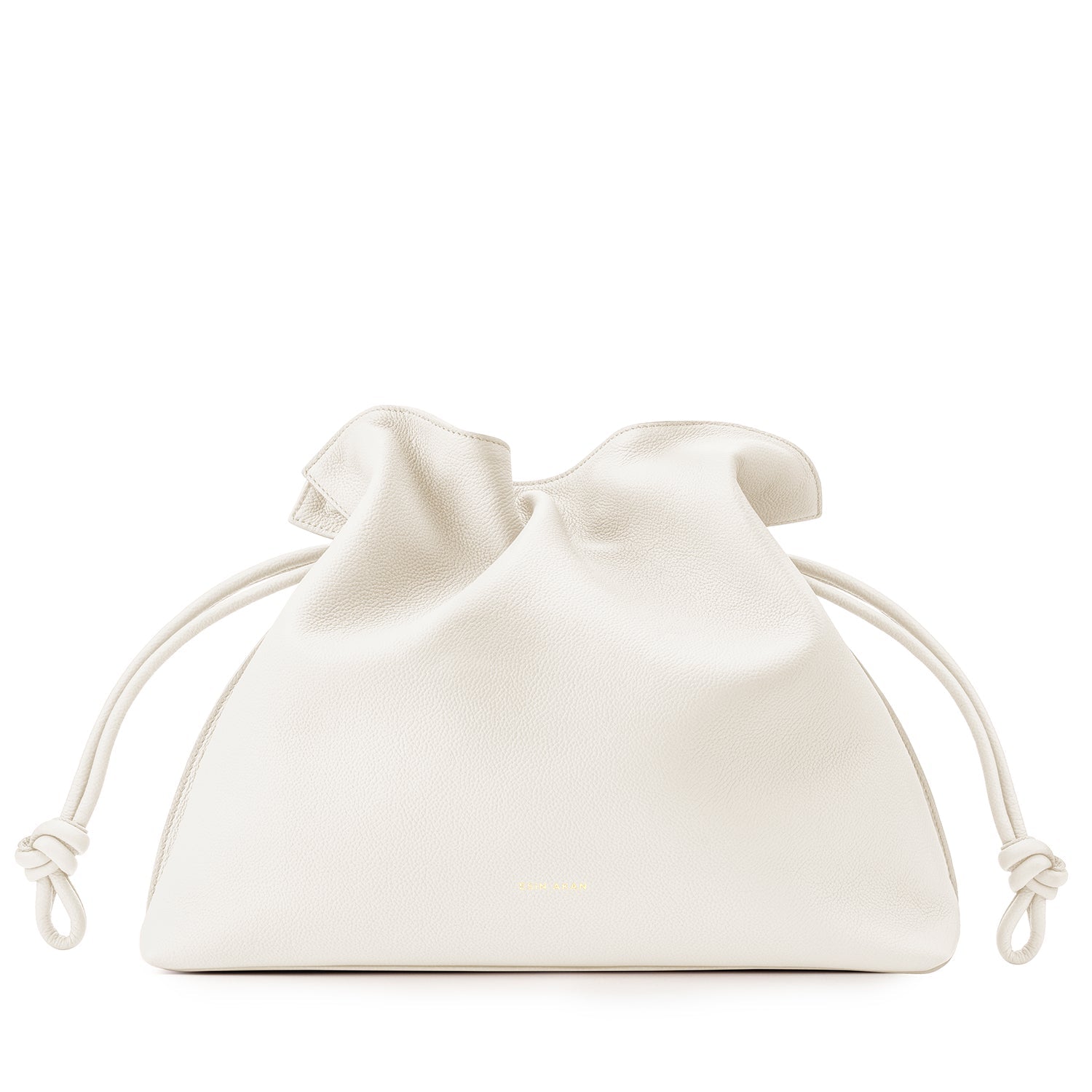 Large Emma Laptop Tote Ivory, Soft Small Grain Calf Leather
