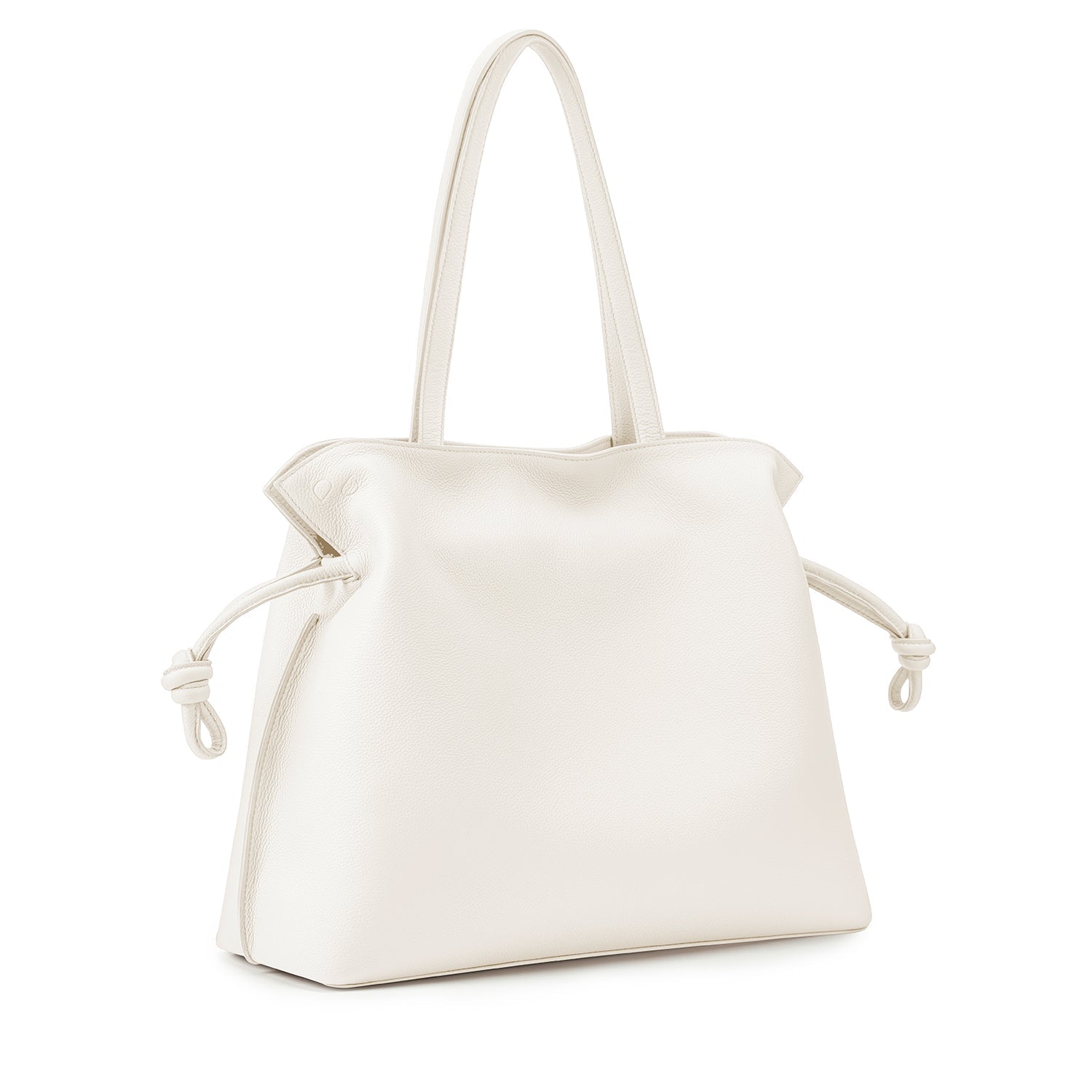 Large Emma Laptop Tote Ivory, Soft Small Grain Calf Leather