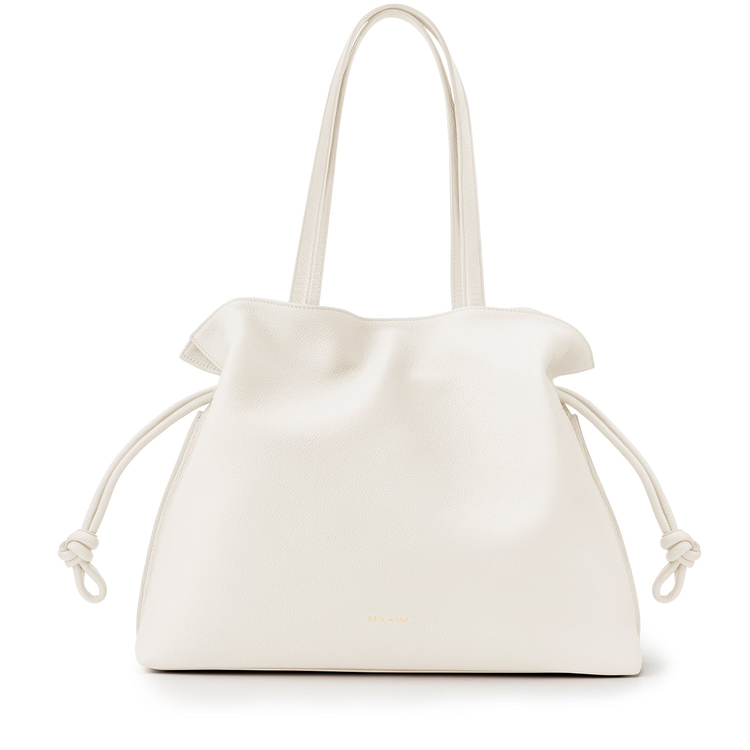 Large Emma Laptop Tote Ivory, Soft Small Grain Calf Leather
