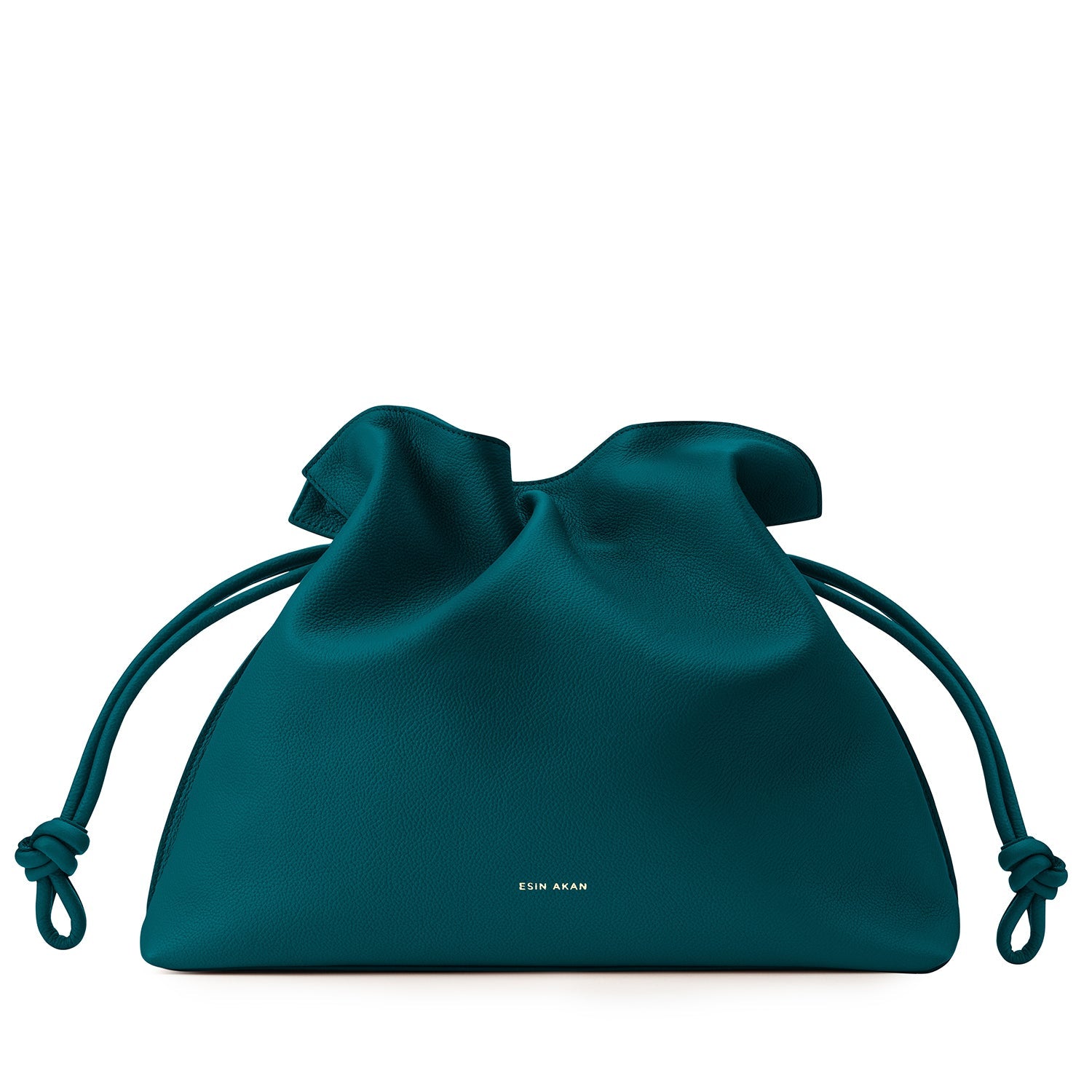 Large Emma Laptop Tote Teal Soft Small Grain Calf Leather