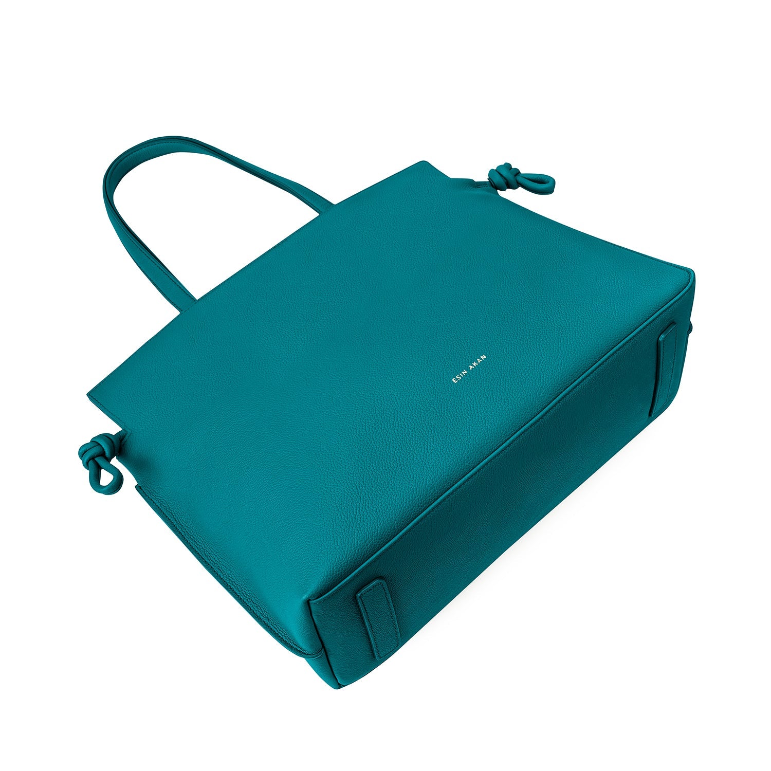 Large Emma Laptop Tote Teal Soft Small Grain Calf Leather