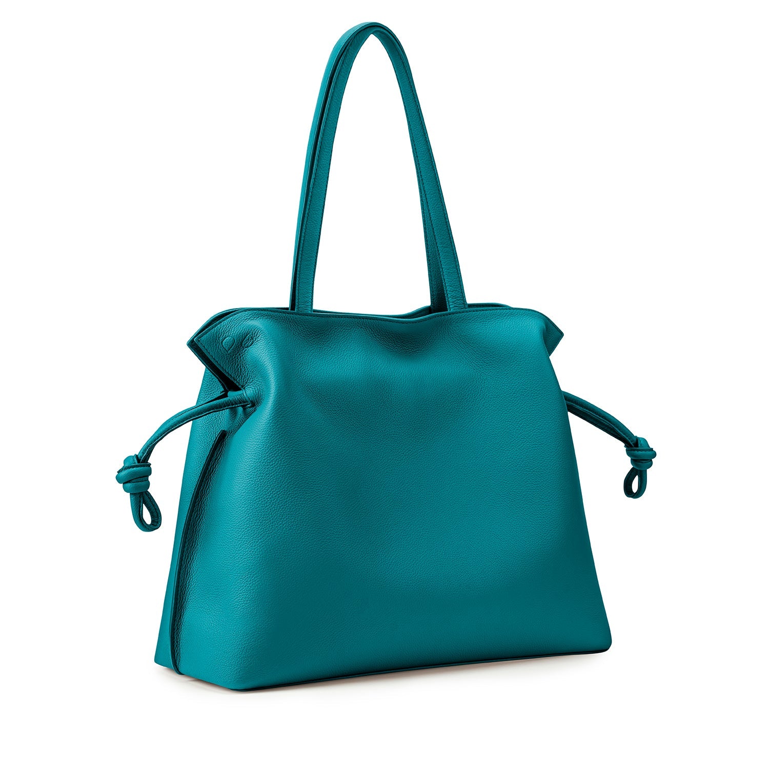 Large Emma Laptop Tote Teal Soft Small Grain Calf Leather