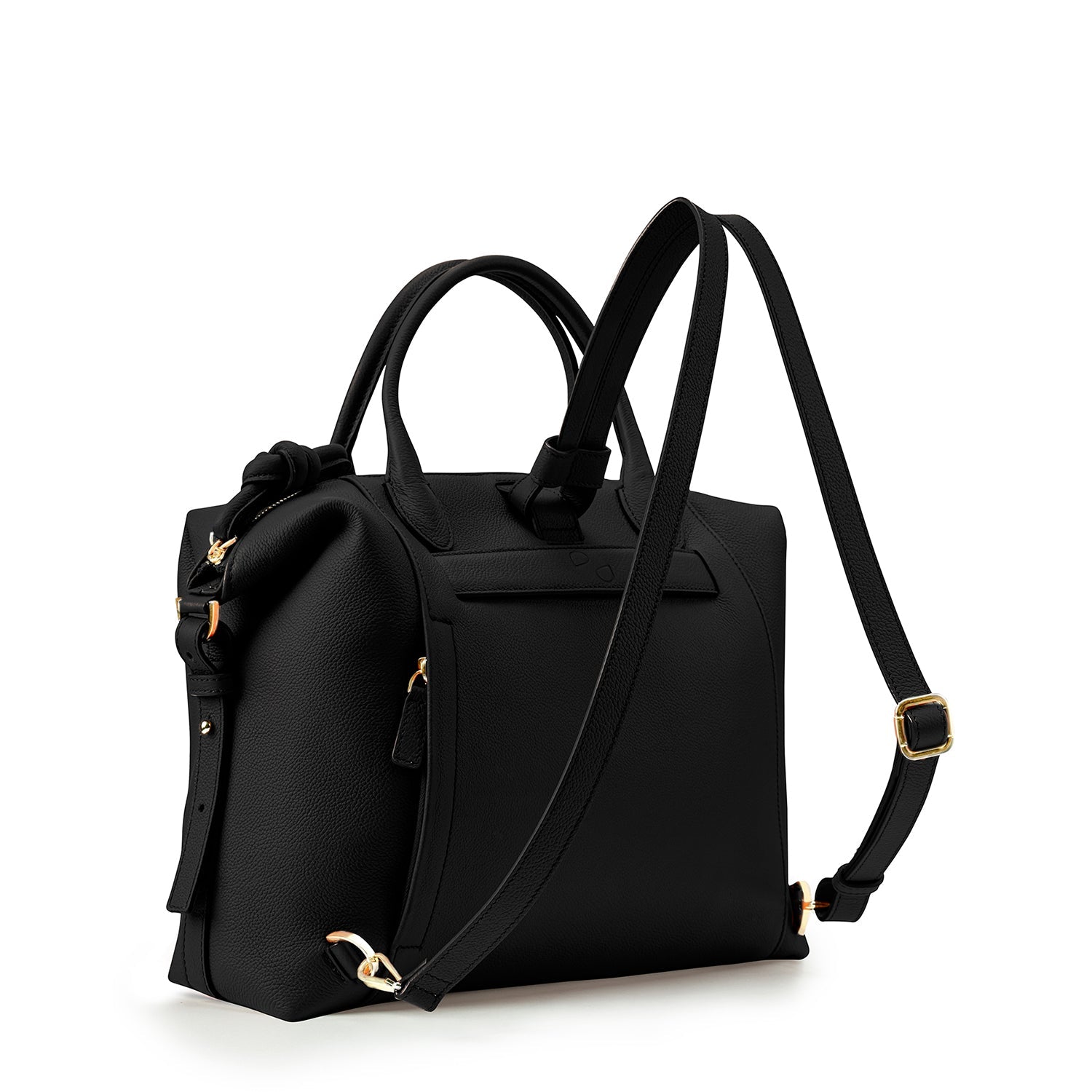 Wimbledon Leather Laptop Backpack Black, Soft Small Grain Calf Leather
