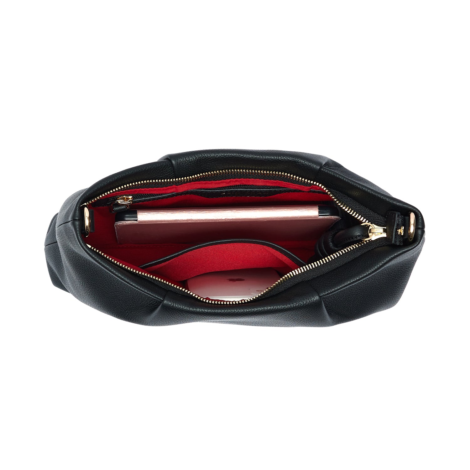 Midi Mayfair Leather Crossbody Bag, Black Black