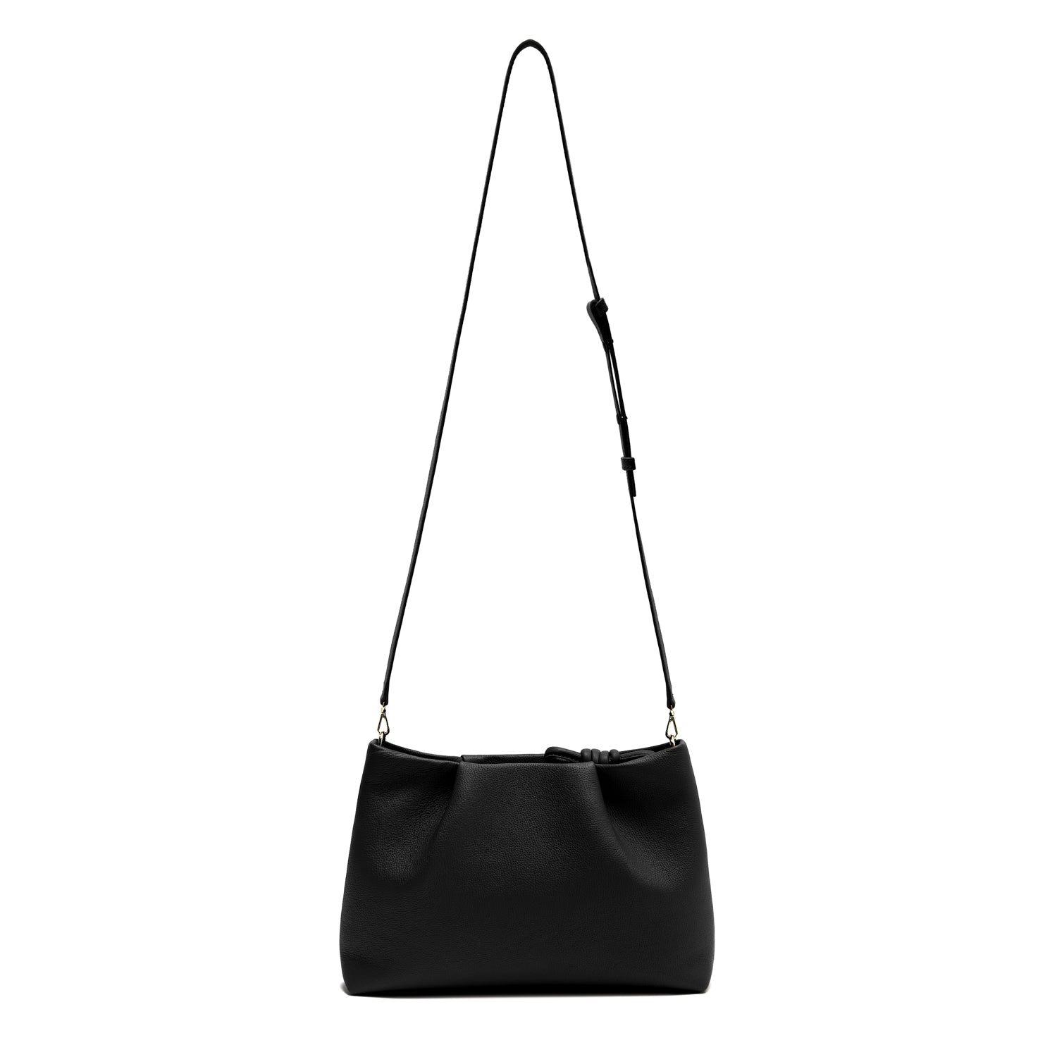 Midi Mayfair Leather Crossbody Bag, Black Black