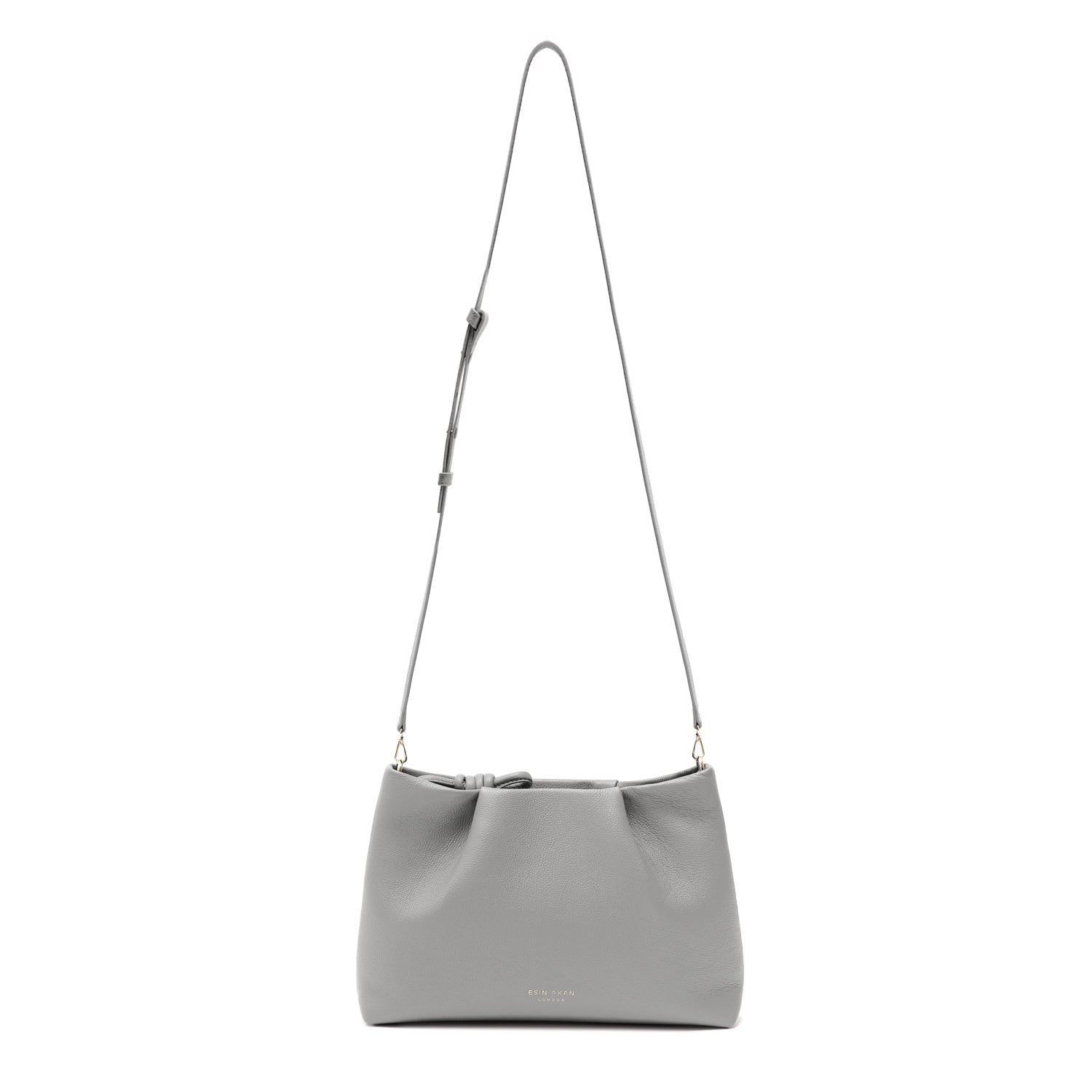 Midi Mayfair Leather Crossbody Bag, Grey Grey
