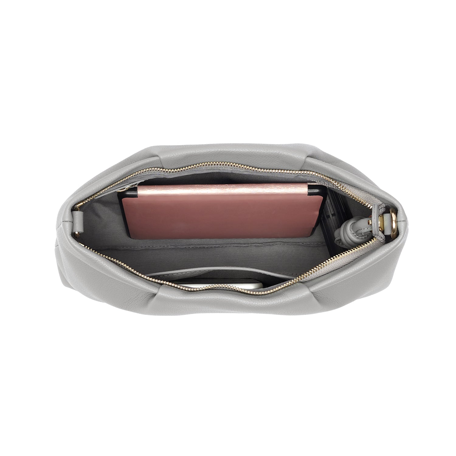 Midi Mayfair Leather Crossbody Bag, Grey Grey