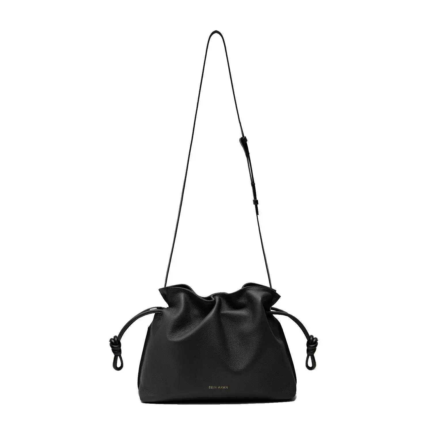 Midi Emma Crossbody, Clutch, Top Handle Bag Black, Soft Small Grain Calf Leather