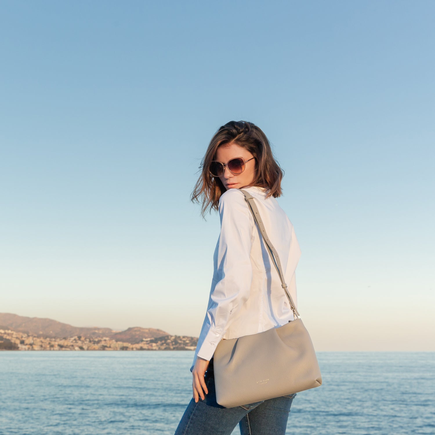 3-in-1 Midi Richmond Leather Crossbody Bag, Grey