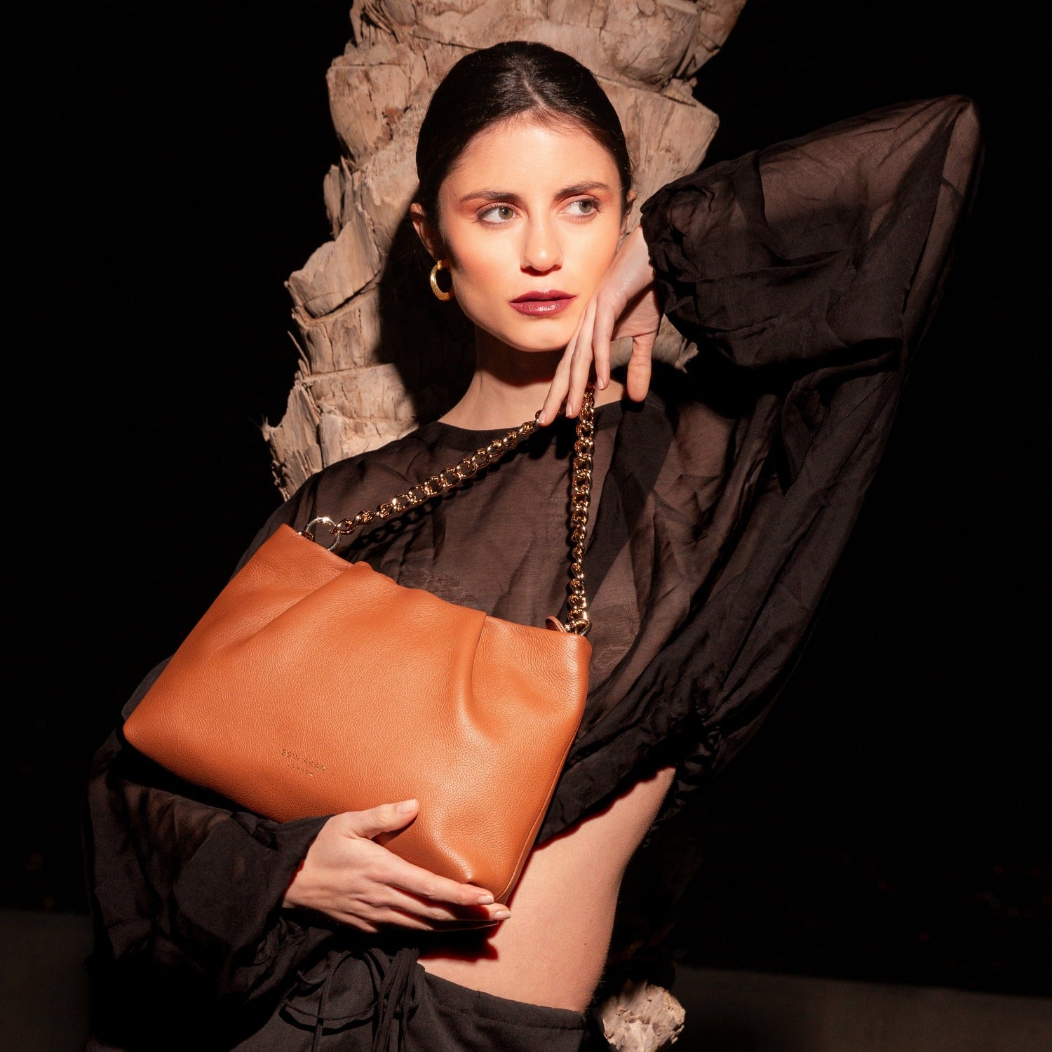 Midi Mayfair Leather Crossbody Bag, Nutshell Tan