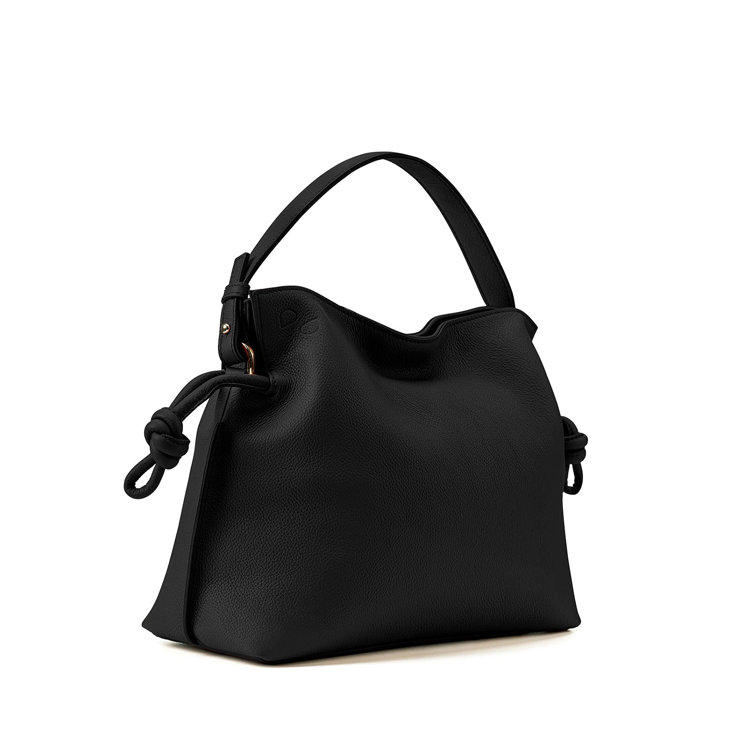 Midi Emma Convertible Tote Black, Soft Small Grain Calf Leather