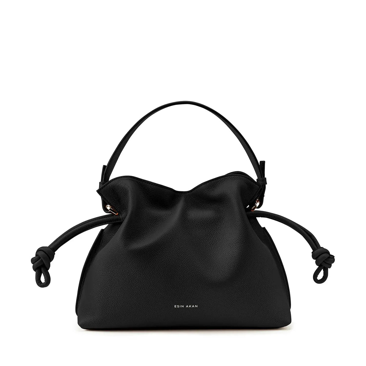 Midi Emma Convertible Tote Black, Soft Small Grain Calf Leather