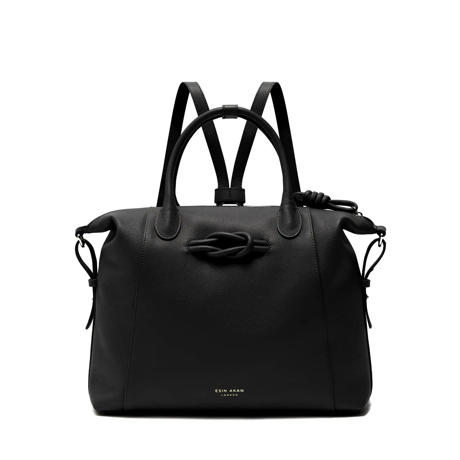 Wimbledon Expandable Multiway Backpack Tote Black, Soft Small Grain Calf Leather