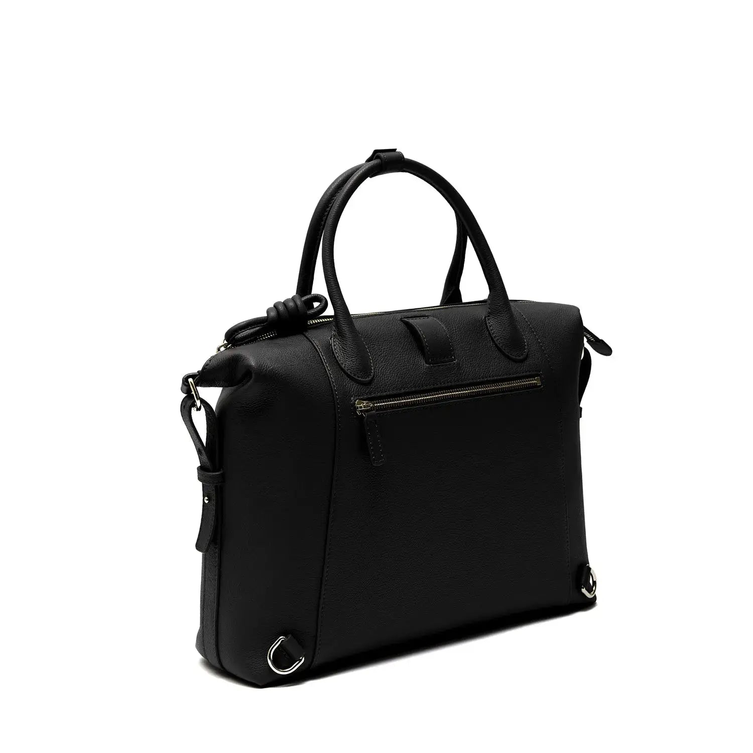 Wimbledon Expandable Multiway Backpack Tote Black, Soft Small Grain Calf Leather