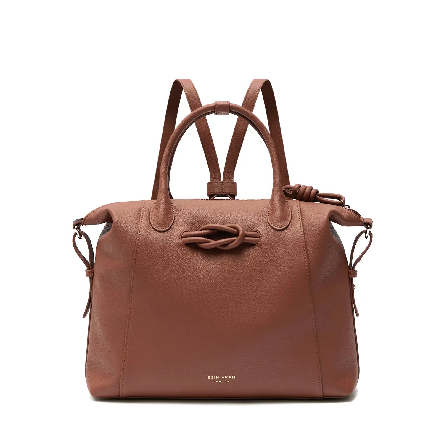 Wimbledon Expandable Multiway Backpack Tote Nutshell, Soft Small Grain Calf Leather