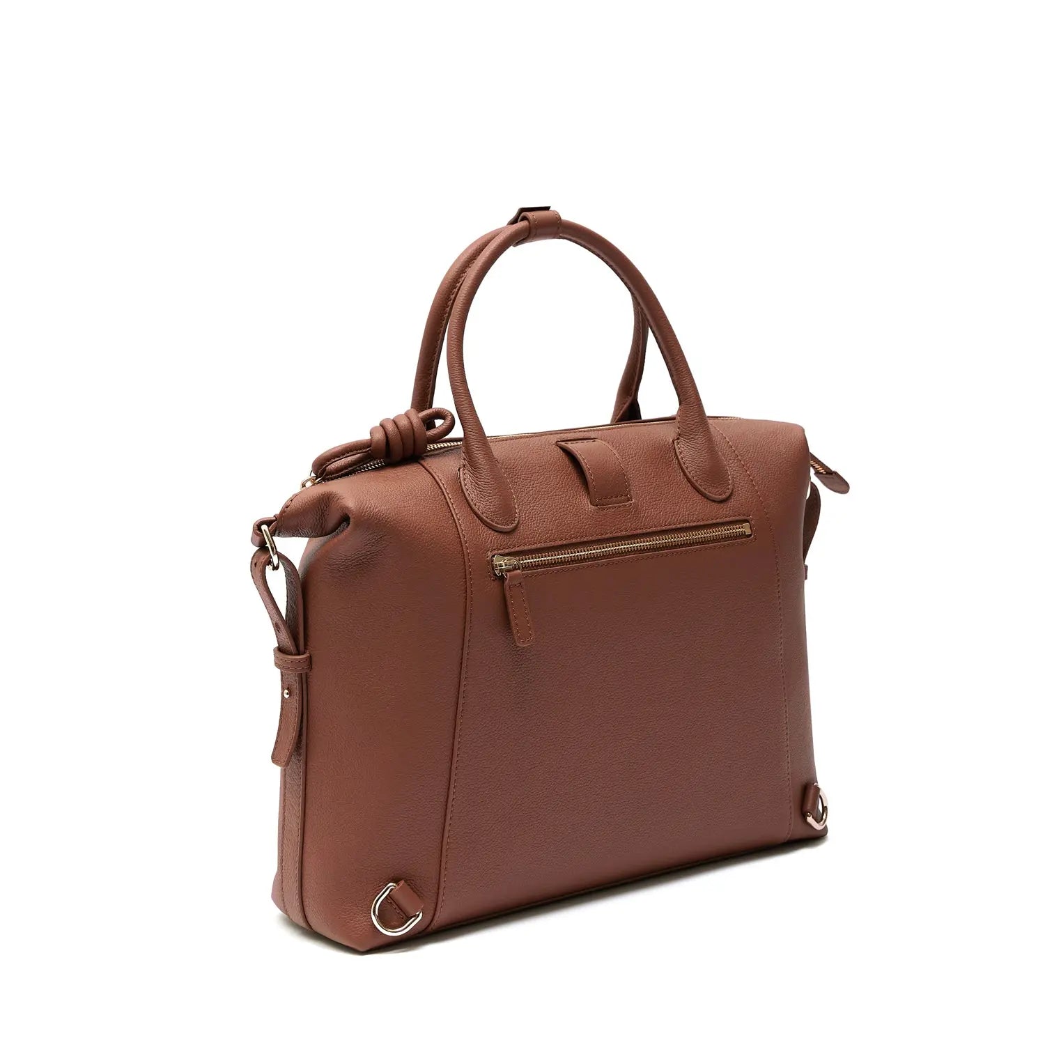 Wimbledon Expandable Multiway Backpack Tote Nutshell, Soft Small Grain Calf Leather