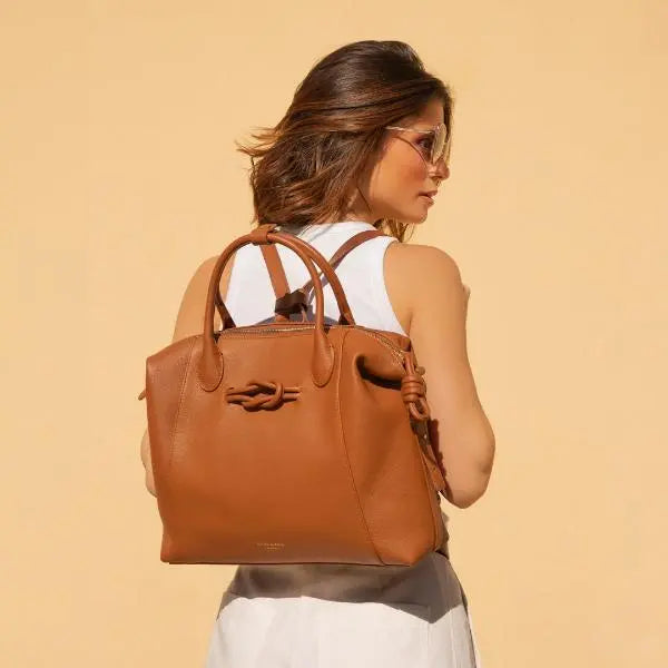 6-in-1 Wimbledon Leather Backpack Tote, Nutshell Nutshell