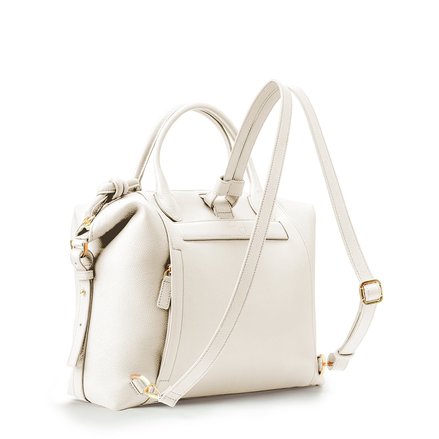 Wimbledon Leather Laptop Backpack Ivory, Soft Small Grain Calf Leather