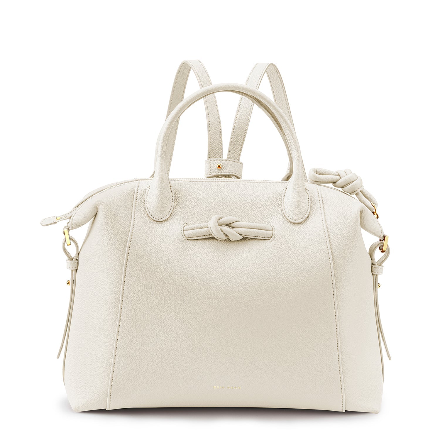 Wimbledon Leather Laptop Backpack Ivory, Soft Small Grain Calf Leather