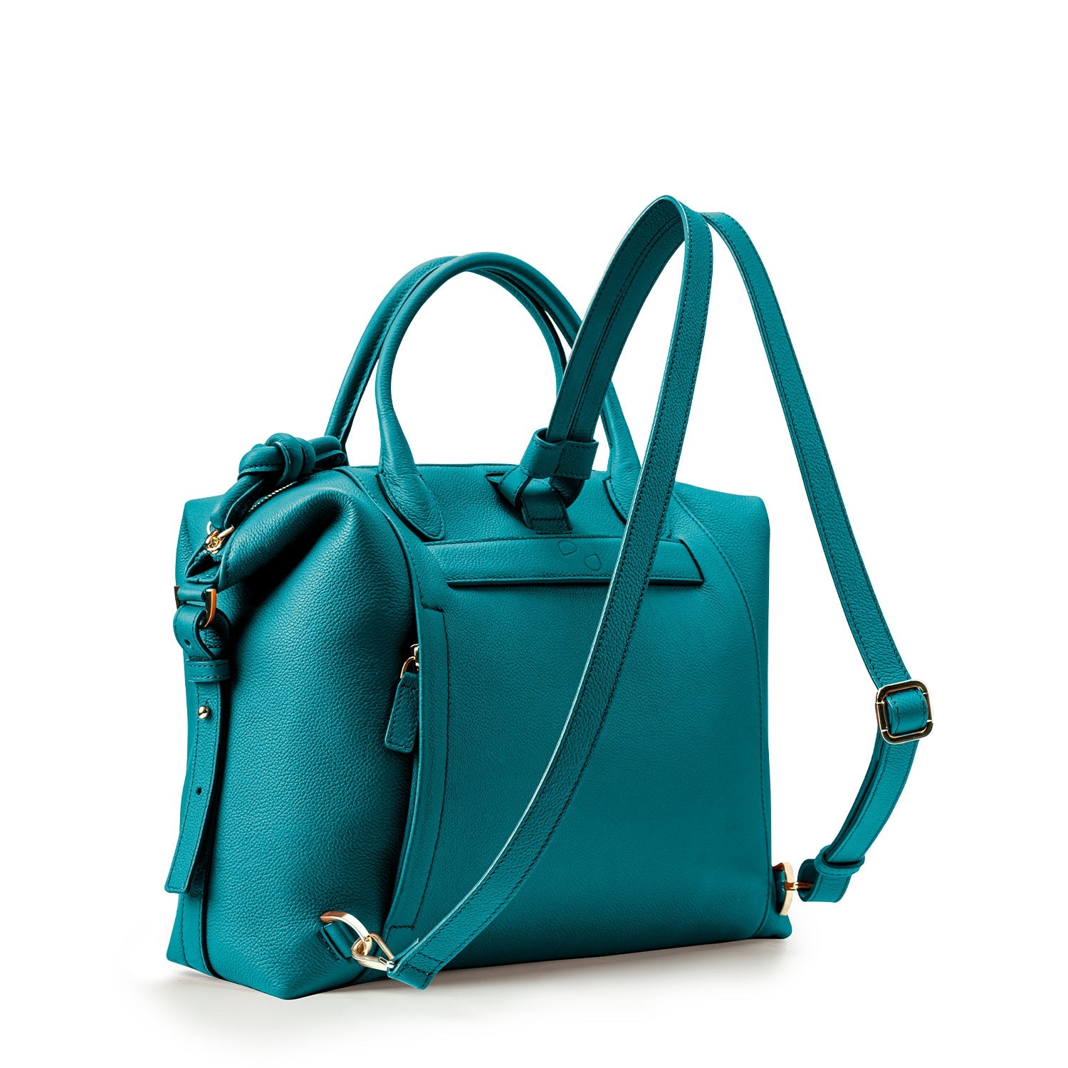 Wimbledon Leather Laptop Backpack Teal, Soft Small Grain Calf Leather