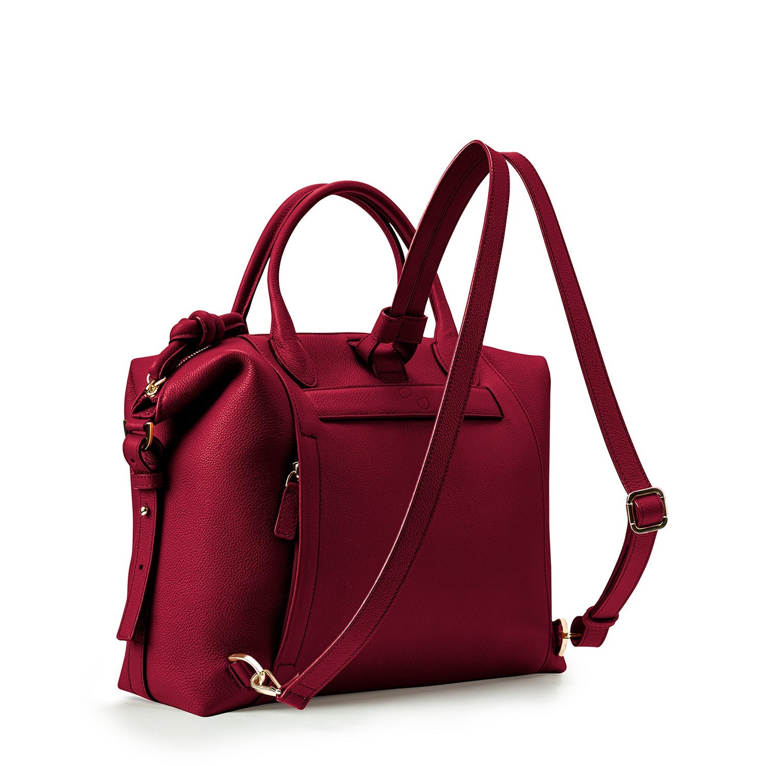 Wimbledon Leather Laptop Backpack Cherry, Soft Small Grain Calf Leather