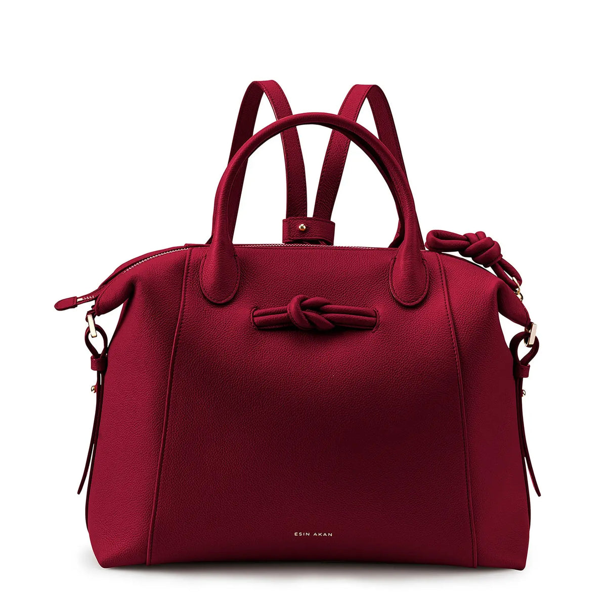 Wimbledon Leather Laptop Backpack Cherry, Soft Small Grain Calf Leather