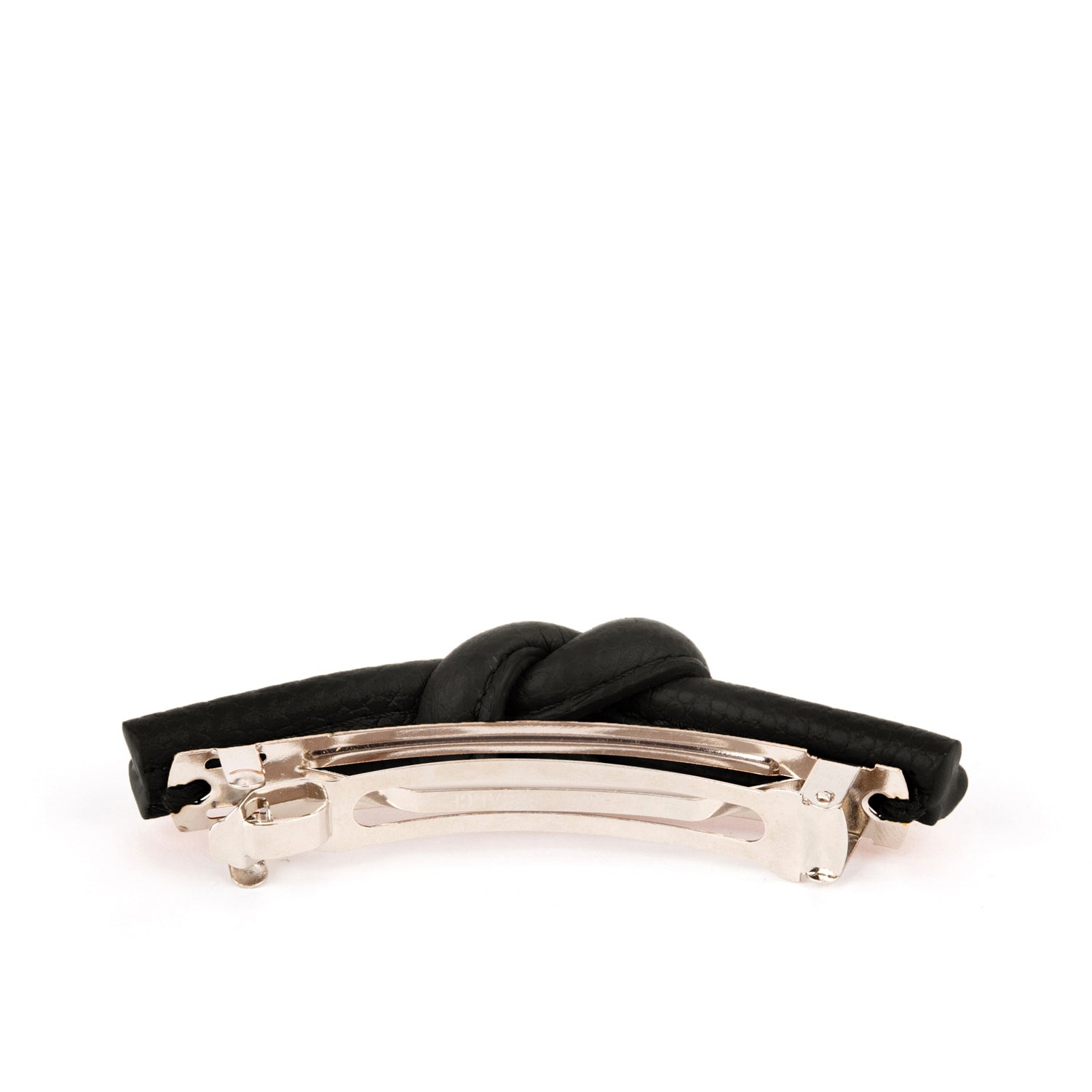 Charlotte Leather Knot Hair Clips, Black Black