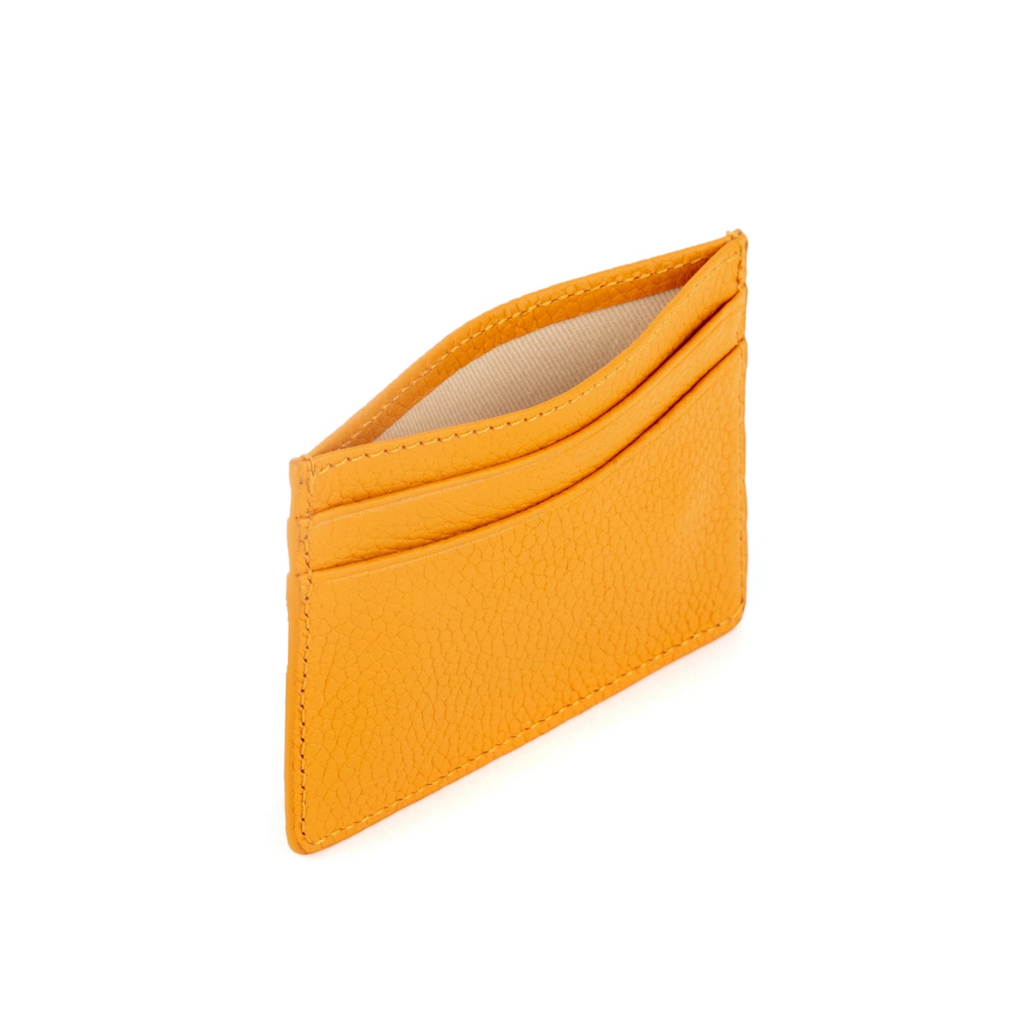 Grace Grainy Leather Card Case, Mustard Mustard