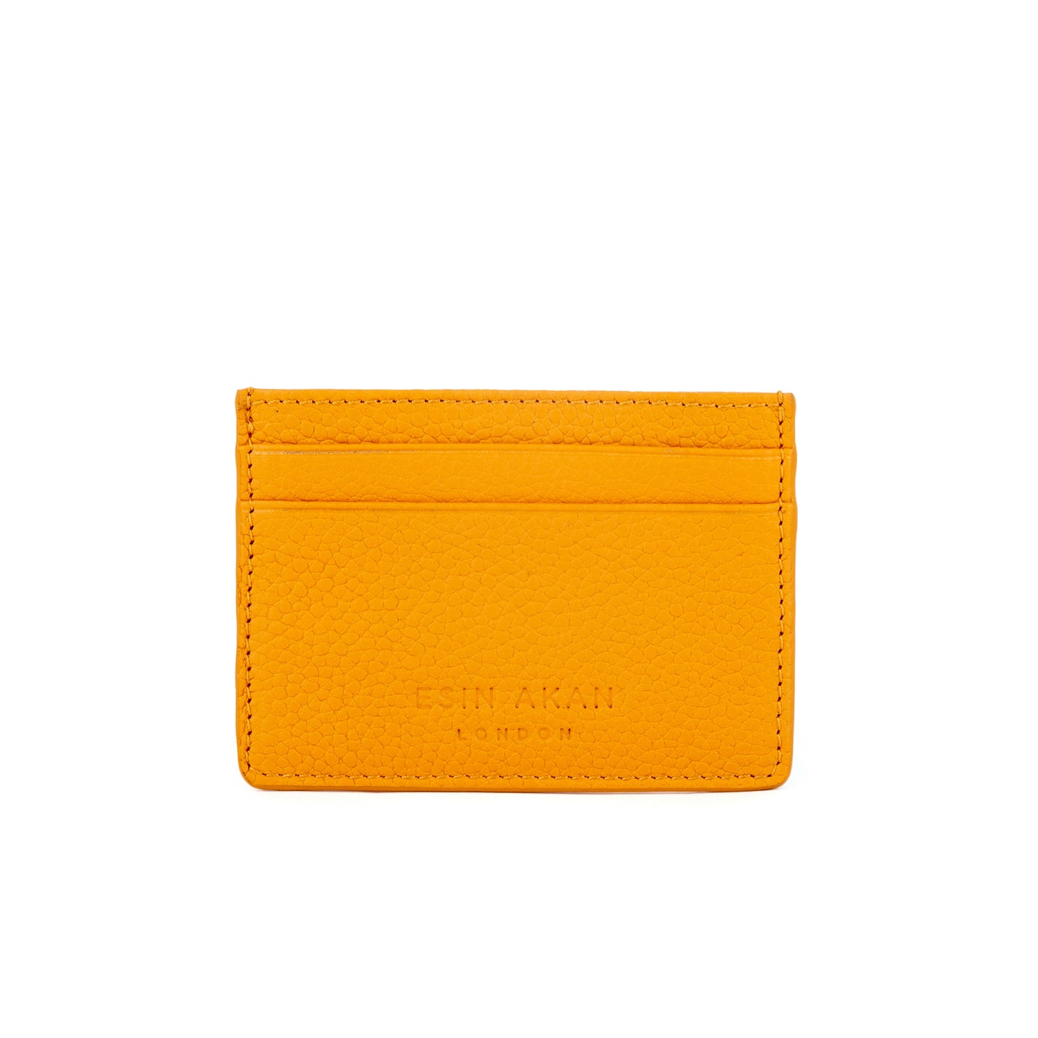Grace Grainy Leather Card Case, Mustard Mustard