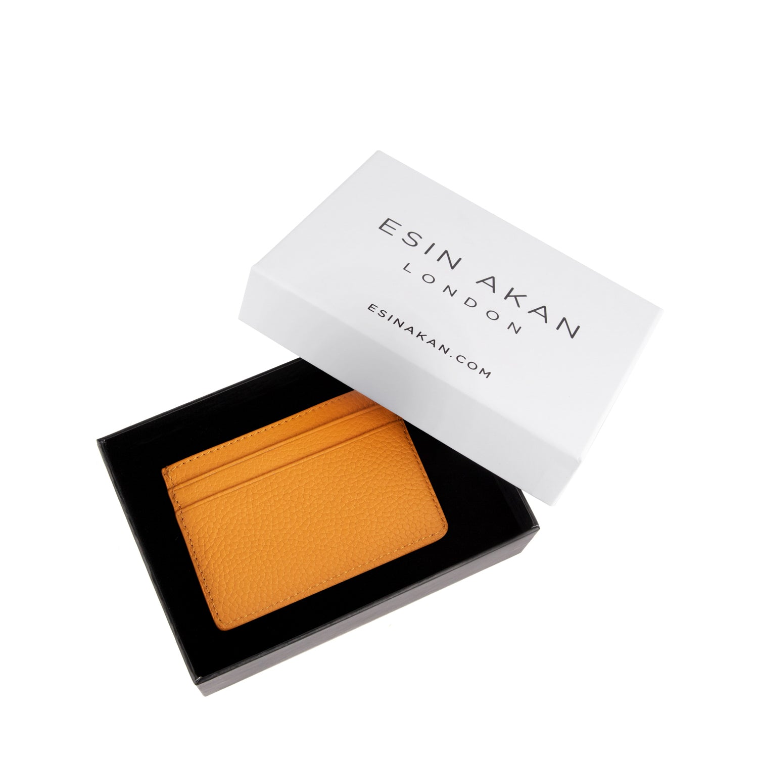 Grace Grainy Leather Card Case, Mustard Mustard