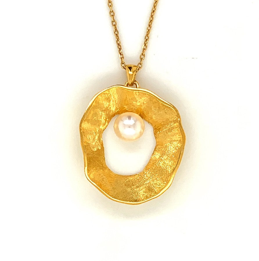 Sea & Moon Large Necklace, Sterling Silver with Gold Plate
