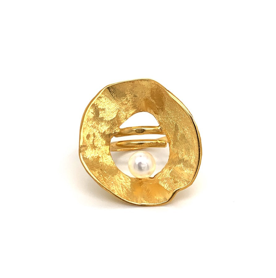Sea & Moon Medium Ring, Sterling Silver with Gold Plate