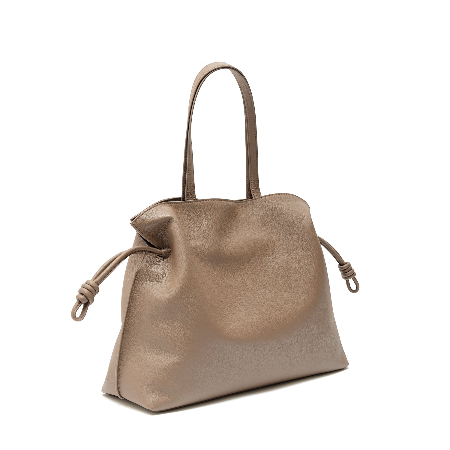 Emma Large Leather Tote Bag, Oatmilk Beige