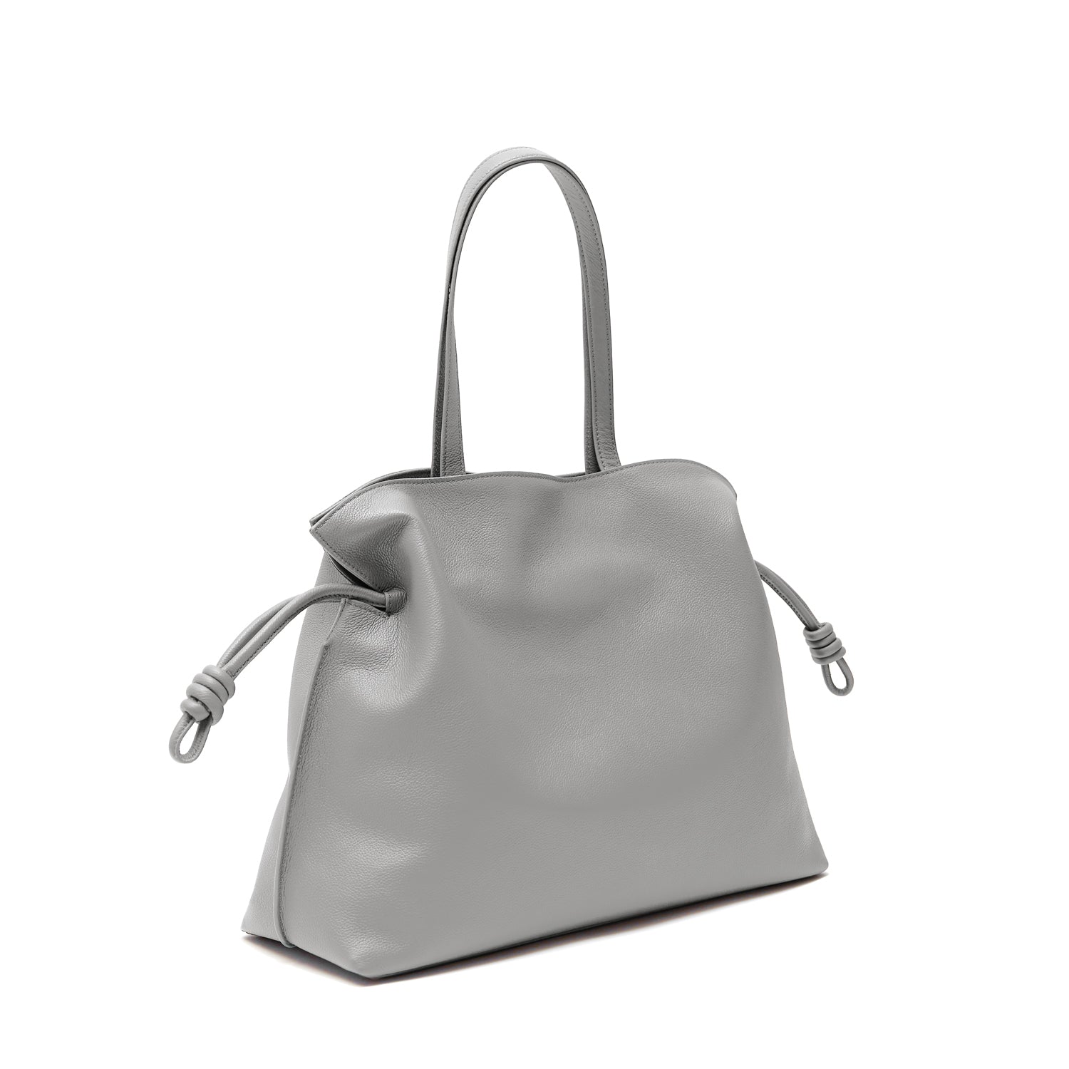 Emma Large Leather Tote Bag, Grey Grey